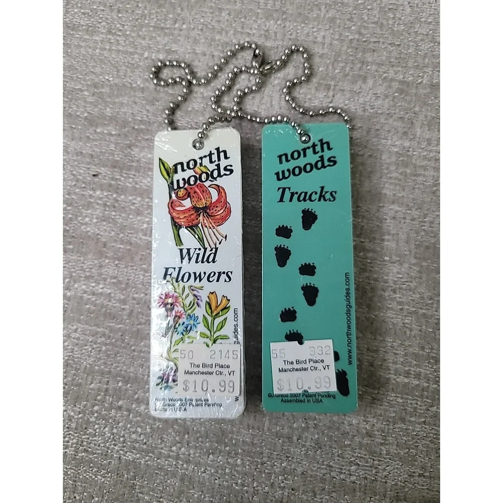 North Woods Wild Flowers & Tracks Double Sided Plastic Card Set‎ Key Chains NEW